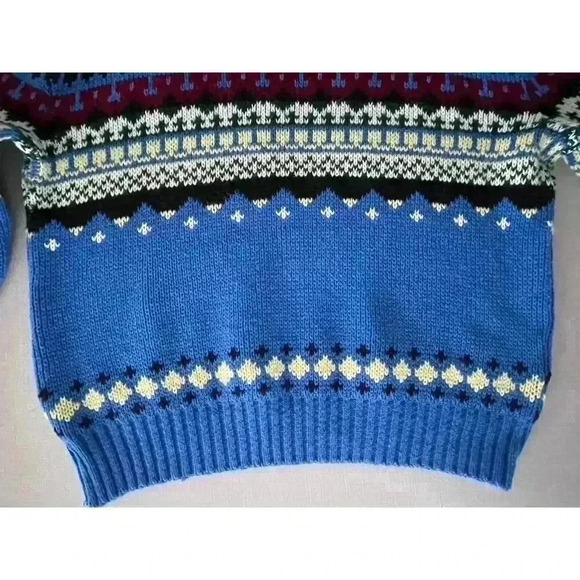 Sedgewick Sportswear VTG XL Fair Isle Sweater Blue Acrylic Nordic Ski Grandpa - Picture 6 of 11
